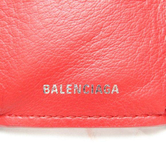 Balenciaga Papier Mini Wallet 391446 Women's Leather Wallet (tri-fold) Red Color - Picture 16 of 16